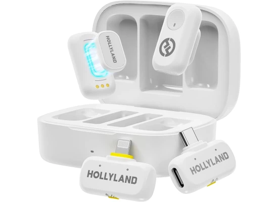 Hollyland LARK A1 Combo Wireless Microphone for iPhone, Android, Pure Sound, 3-Level Intelligent Noise Cancellation, Magnetic Mini Microphone for Vlogging, YouTube, Podcast, White